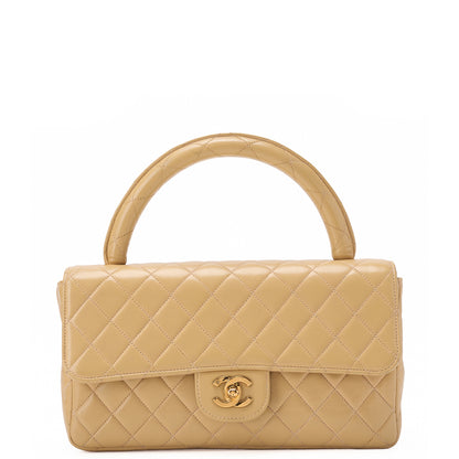 CHANEL Handbag Matelasse Coco Handle Lambskin Beige Gold-Tone Hardware Pre-Owned
