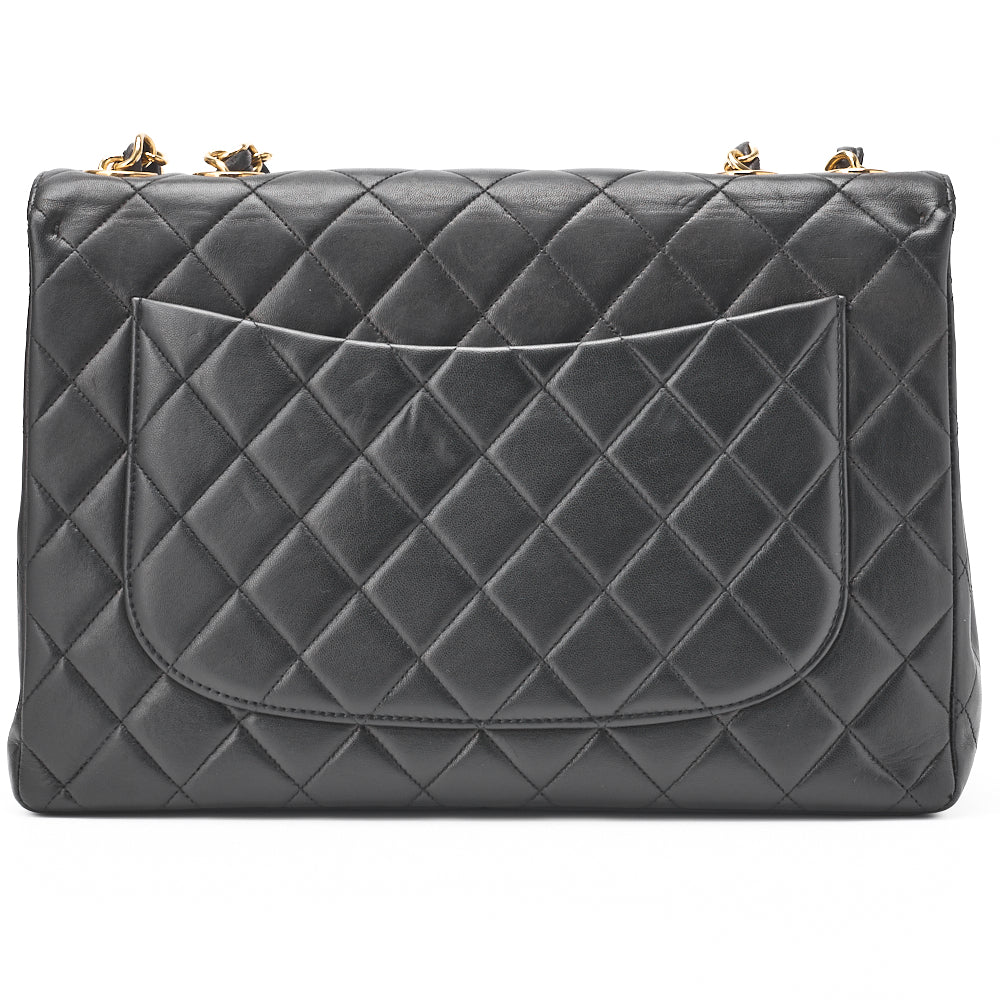 CHANEL Shoulder Bag, Deca Matelasse 30 Turn Lock Chain Shoulder, Lambskin, Black, Gold-Tone Hardware, Pre-Owned - Vintage La Charme