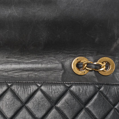 CHANEL Shoulder Bag, Deca Matelasse 30 Turn Lock Chain Shoulder, Lambskin, Black, Gold-Tone Hardware, Pre-Owned - Vintage La Charme