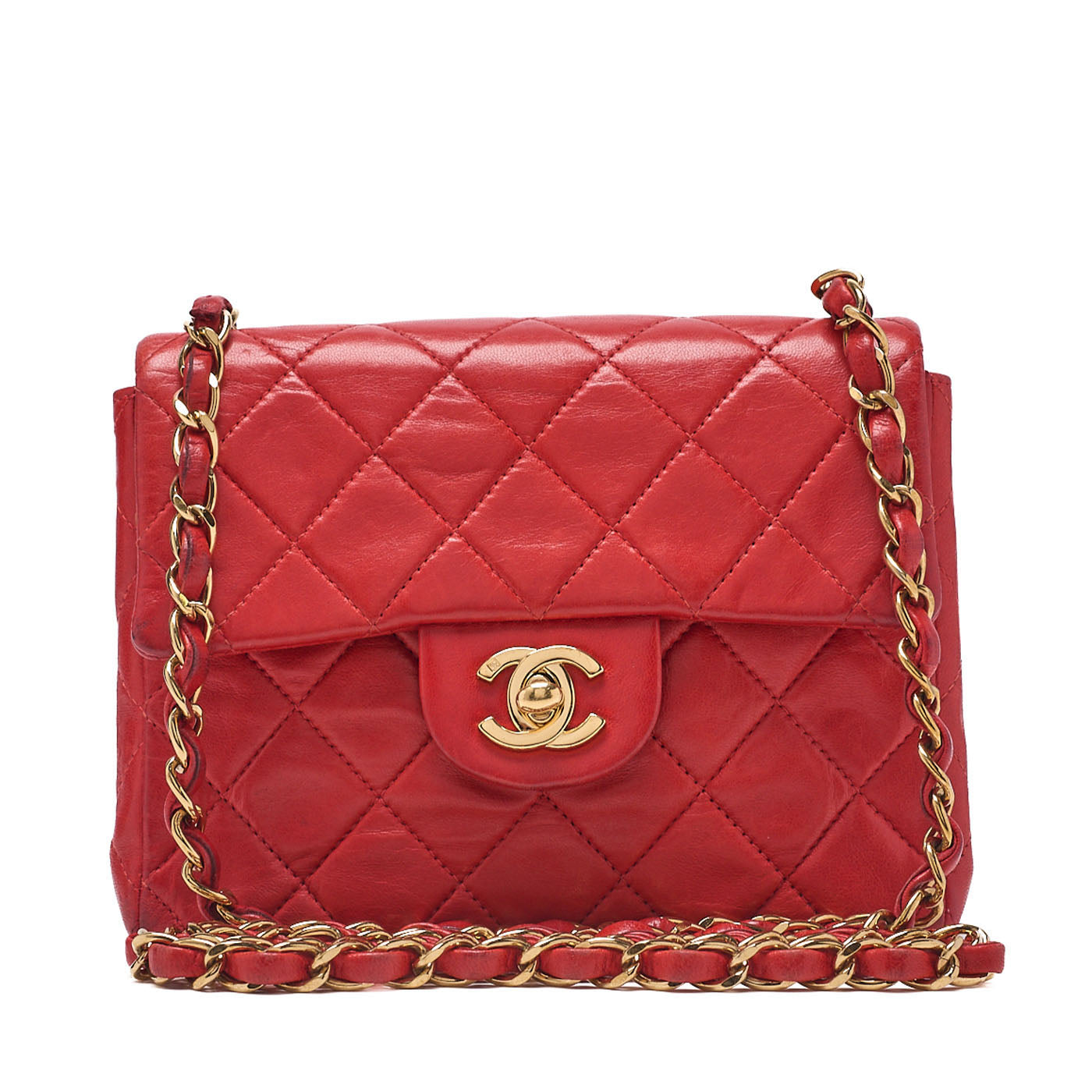 CHANEL Chain Shoulder Bag Mini Matelassé 18cm Lambskin Black Single Flap Turnlock Gold-Tone Hardware, Pre-Owned