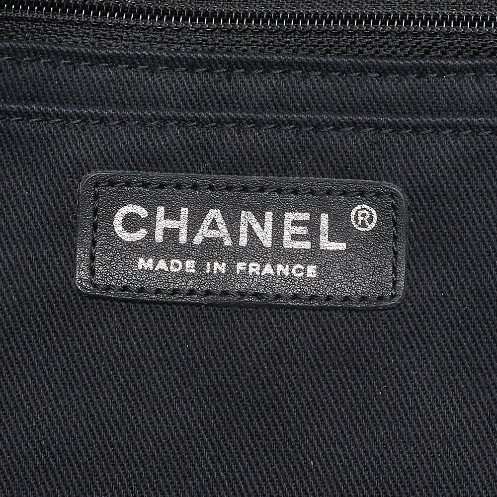 CHANEL Calf Leather Matelasse Single Flap Large Chain Shoulder Navy Silver-Tone Hardware, Pre-Owned