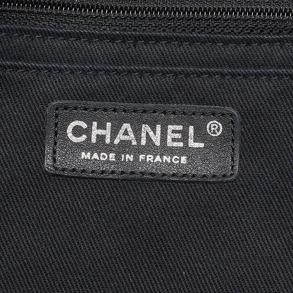 CHANEL Calf Leather Matelasse Single Flap Large Chain Shoulder Navy Silver-Tone Hardware, Pre-Owned