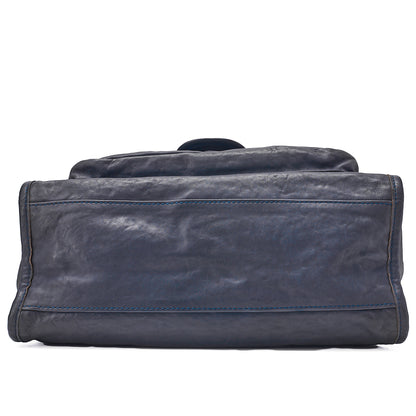 CHANEL Calf Leather Matelasse Single Flap Large Chain Shoulder Navy Silver-Tone Hardware, Pre-Owned