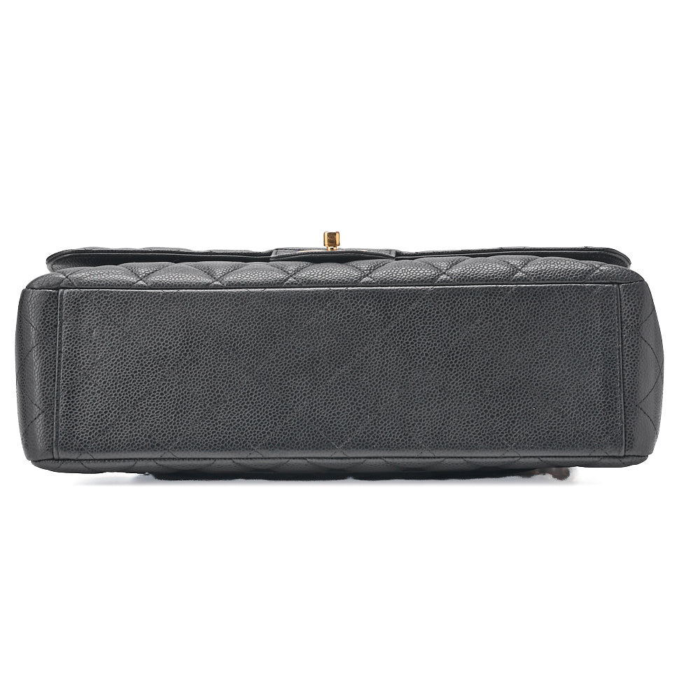 CHANEL Shoulder Bag, Deca Matelasse, Double Flap, Caviar Skin, Black, Gold-Tone Hardware, Pre-Owned - Vintage La Charme