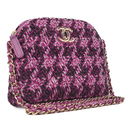 CHANEL Tweed Matelass? Coco Mark Mini Chain Shoulder Purple X Multicolor Gold-Tone Hardware, Pre-Owned
