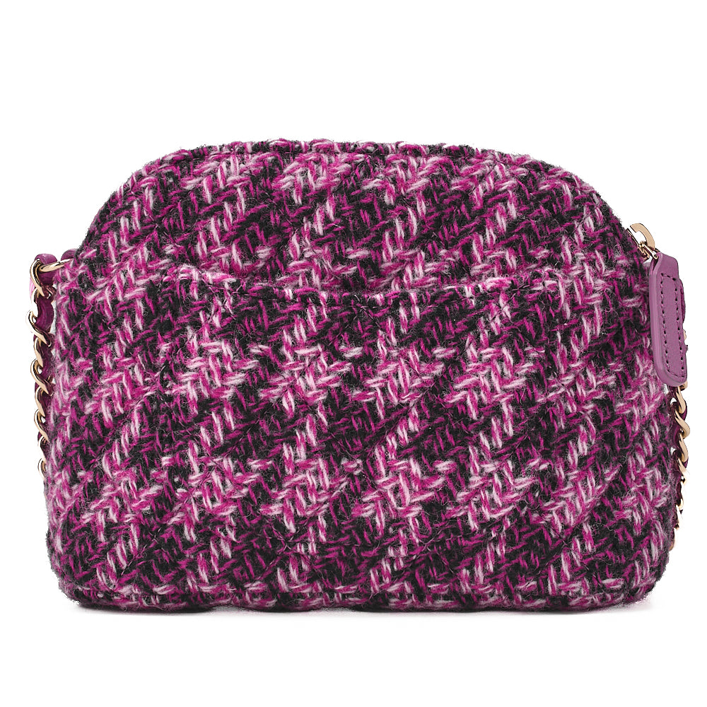 CHANEL Tweed Matelass? Coco Mark Mini Chain Shoulder Purple X Multicolor Gold-Tone Hardware, Pre-Owned