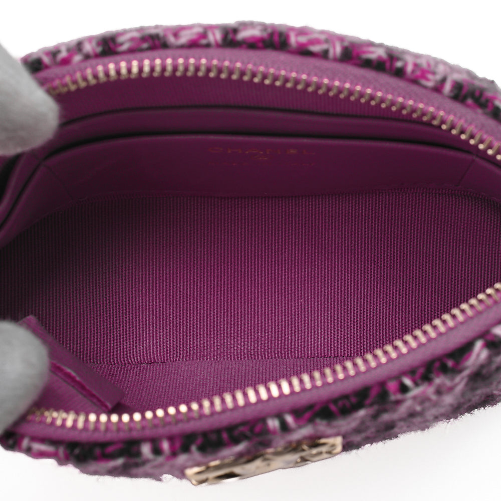 CHANEL Tweed Matelass? Coco Mark Mini Chain Shoulder Purple X Multicolor Gold-Tone Hardware, Pre-Owned