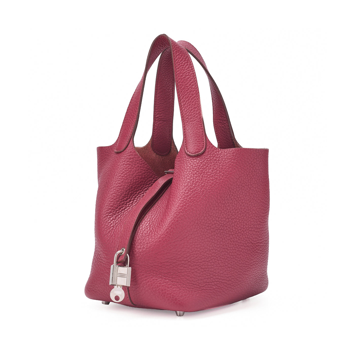 HERMES Picotan Lock PM Handbag Tryon Clemence Rouge casaque Silver-Tone Hardware, Pre-Owned