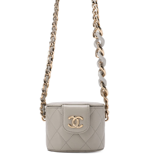 CHANEL Chain Shoulder Bag Matelassé Vanity Lambskin Mini Size Gold-Tone Hardware, Pre-Owned