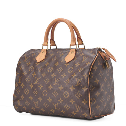 LOUIS VUITTON Louis Vuitton Monogram Speedy 30 Handbag M41526 Brown Gold-Tone Hardware, Pre-Owned