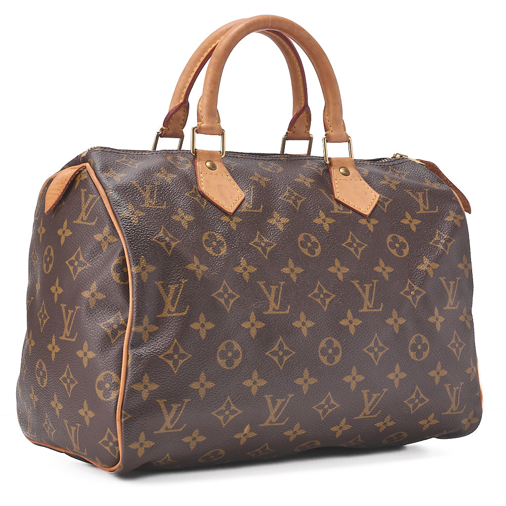 LOUIS VUITTON Louis Vuitton Monogram Speedy 30 Handbag M41526 Brown Gold-Tone Hardware, Pre-Owned