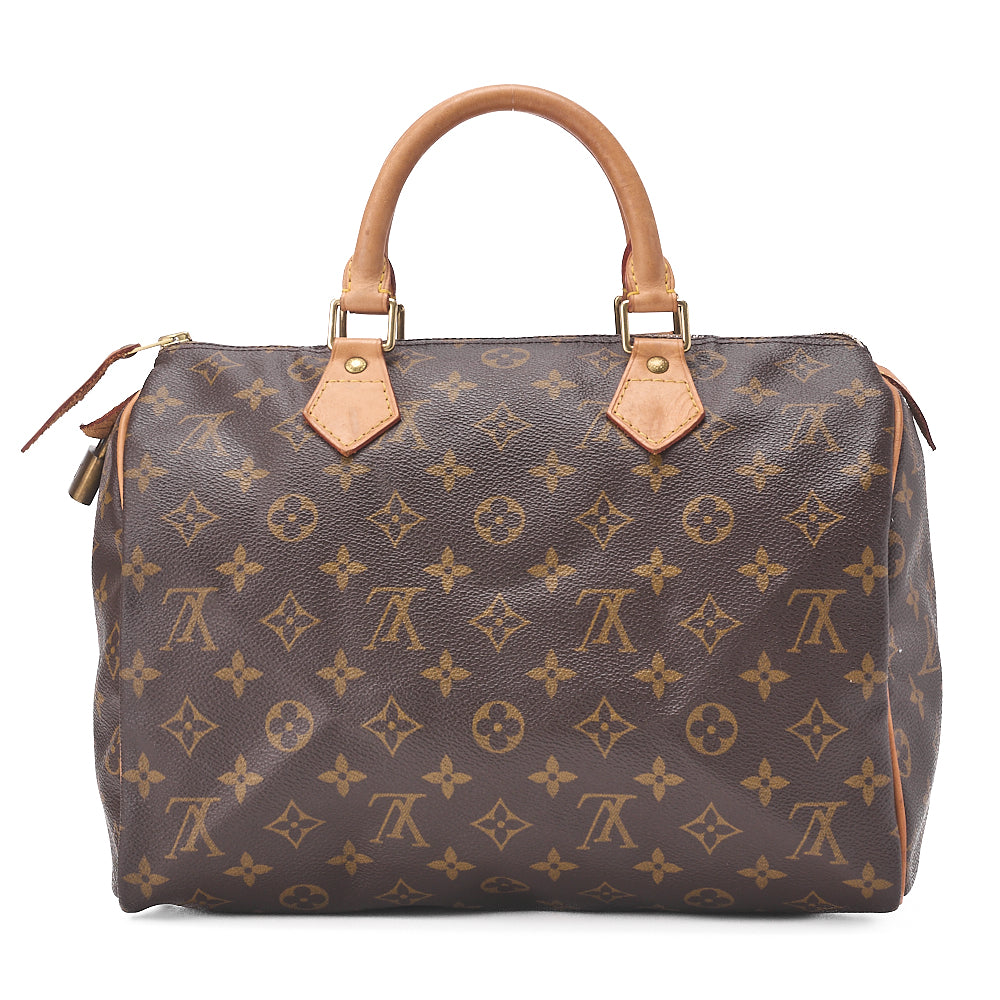 LOUIS VUITTON Louis Vuitton Monogram Speedy 30 Handbag M41526 Brown Gold-Tone Hardware, Pre-Owned