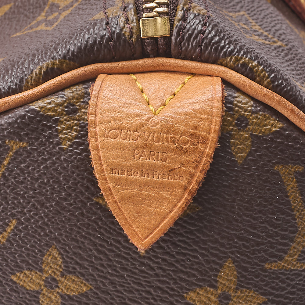 LOUIS VUITTON Louis Vuitton Monogram Speedy 30 Handbag M41526 Brown Gold-Tone Hardware, Pre-Owned