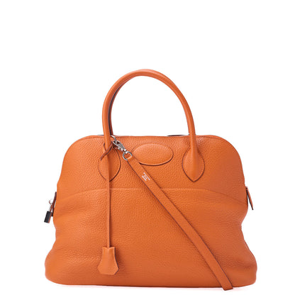 HERMES Bolide 35 Handbag Shoulder Bag Tryon Clemence Orange Silver-Tone Hardware Pre-Owned