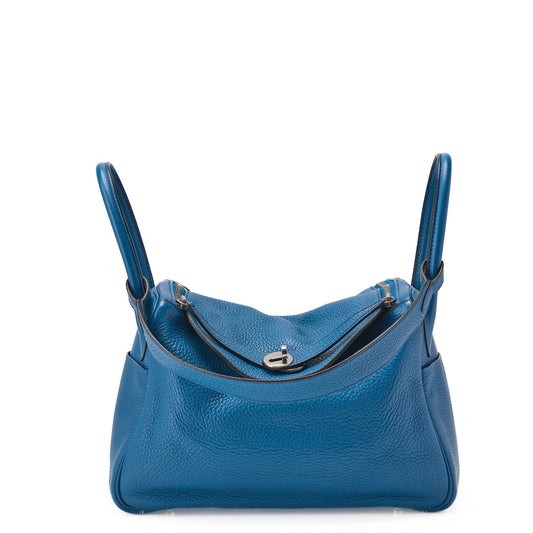 HERMES Lindy 30 2WAY Shoulder Bag Tryon Clemence Blue Iris Silver-Tone Hardware Pre-Owned