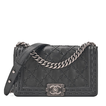 CHANEL Umhängetasche, Boy Chanel V Stitch, Denim, silberfarbene Hardware, gebraucht