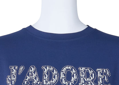 Dior T-Shirt Short Sleeve Cut-and-Sew Polyester Navy Blue Gold-Tone Hardware Pre-Owned - Vintage La Charme