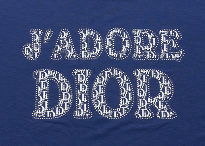 Dior T-Shirt Short Sleeve Cut-and-Sew Polyester Navy Blue Gold-Tone Hardware Pre-Owned - Vintage La Charme
