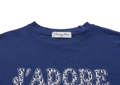 Dior T-Shirt Short Sleeve Cut-and-Sew Polyester Navy Blue Gold-Tone Hardware Pre-Owned - Vintage La Charme