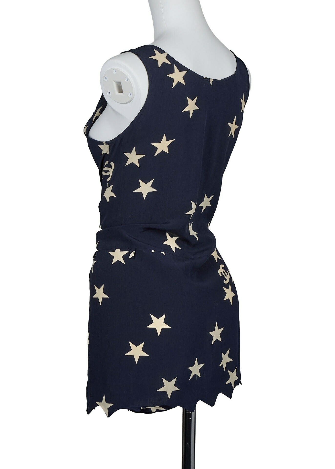 CHANEL Sleeveless Top and Skirt Set, Coco Mark Star, Silk, Black, Gold-Tone Hardware, Pre-Owned - Vintage La Charme