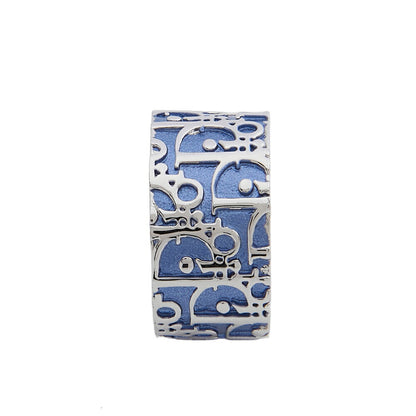 Dior Ring Trotter Oblique, Canvas, Blue, Silver-Tone Hardware, Pre-Owned - Vintage La Charme