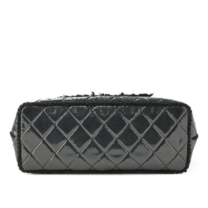 CHANEL Shoulder Bag, Matelasse, Double Chain, Cotton Vinyl, Black, Silver-Tone Hardware, Pre-Owned - Vintage La Charme