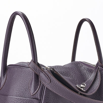 HERMES Lindy 30 2WAY Shoulder Bag Tryon Clemence Raisin Gold-Tone Hardware Pre-Owned - Vintage La Charme