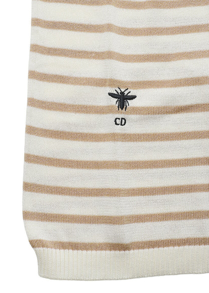 Dior T-Shirt Cut-and-Sew Short Sleeve Top, Silk, Ivory, Gold-Tone Hardware, Pre-Owned - Vintage La Charme