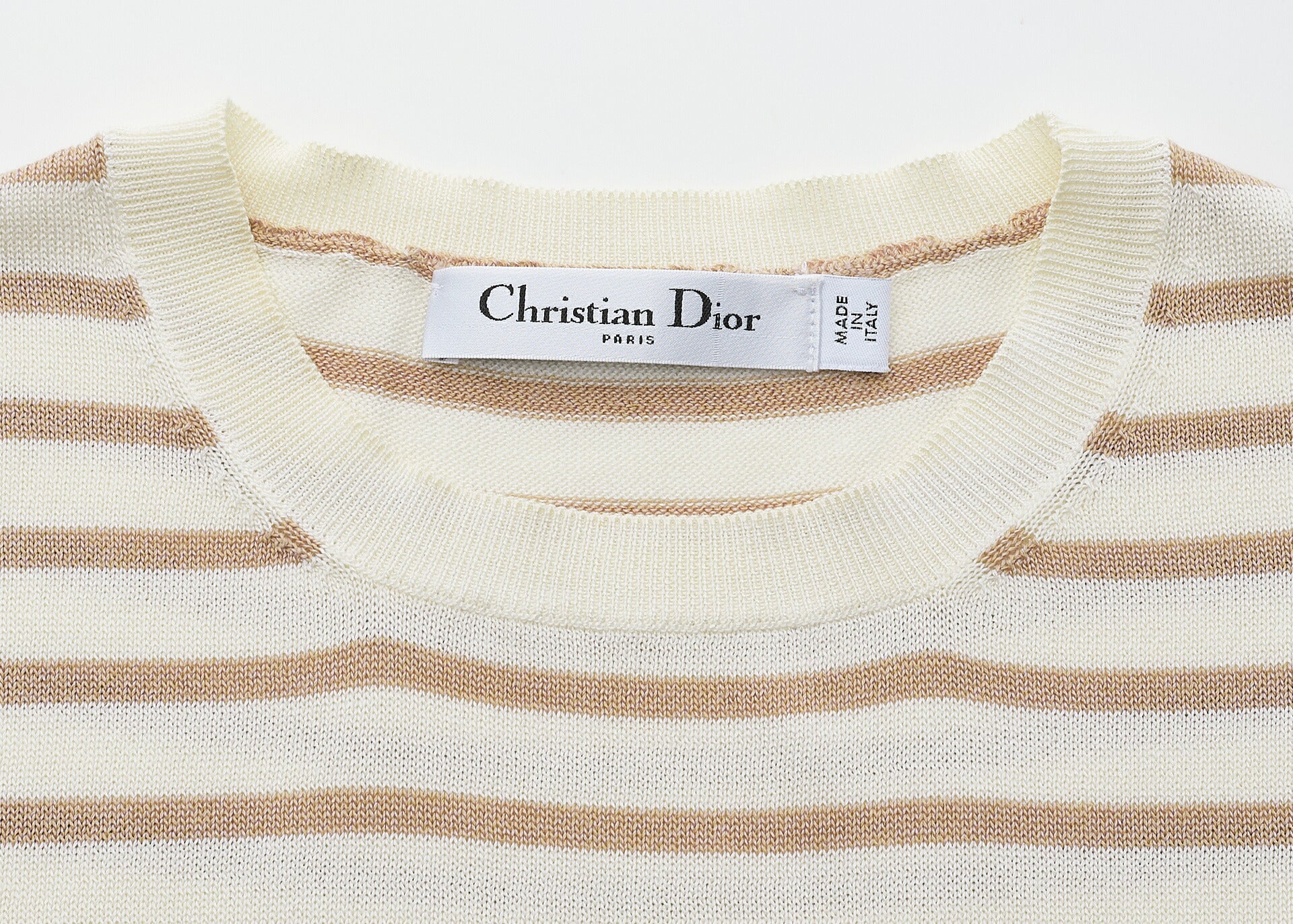 Dior T-Shirt Cut-and-Sew Short Sleeve Top, Silk, Ivory, Gold-Tone Hardware, Pre-Owned - Vintage La Charme
