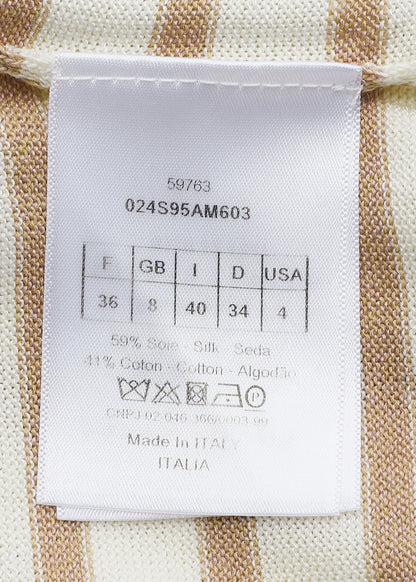 Dior T-Shirt Cut-and-Sew Short Sleeve Top, Silk, Ivory, Gold-Tone Hardware, Pre-Owned - Vintage La Charme