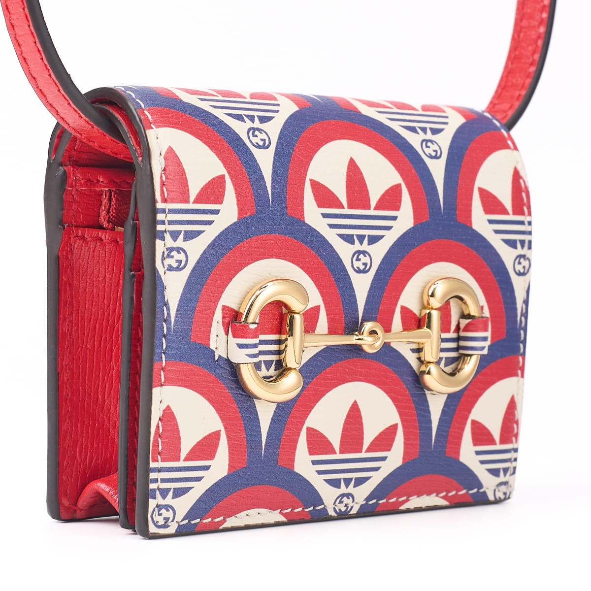 Gucci Adidas Horsebit Shoulder Wallet, Leather, Red, Gold-Tone Hardware, Pre-Owned - Vintage La Charme