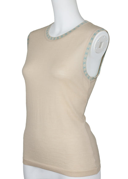 CHANEL Sleeveless Vest, Coco Mark, Knitted, Cashmere, Beige, Gold-Tone Hardware, Pre-Owned - Vintage La Charme