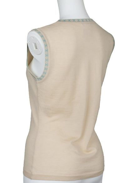 CHANEL Sleeveless Vest, Coco Mark, Knitted, Cashmere, Beige, Gold-Tone Hardware, Pre-Owned - Vintage La Charme