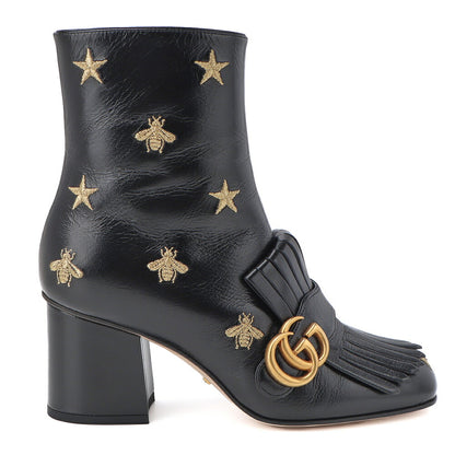 Gucci Short Boots, Fringe, Leather, Black, Silver-Tone Hardware, Pre-Owned - Vintage La Charme