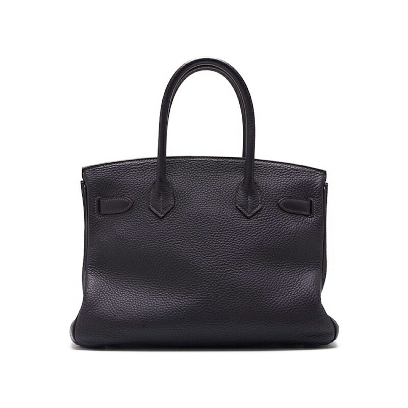 HERMES Birkin 30 Tote Bag Tryon Clemence Raisin Silver-Tone Hardware Pre-Owned - Vintage La Charme