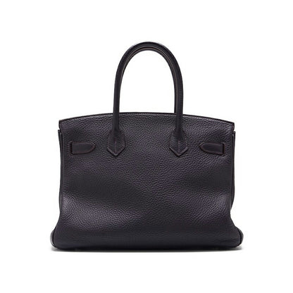 HERMES Birkin 30 Tote Bag Tryon Clemence Raisin Silver-Tone Hardware Pre-Owned - Vintage La Charme