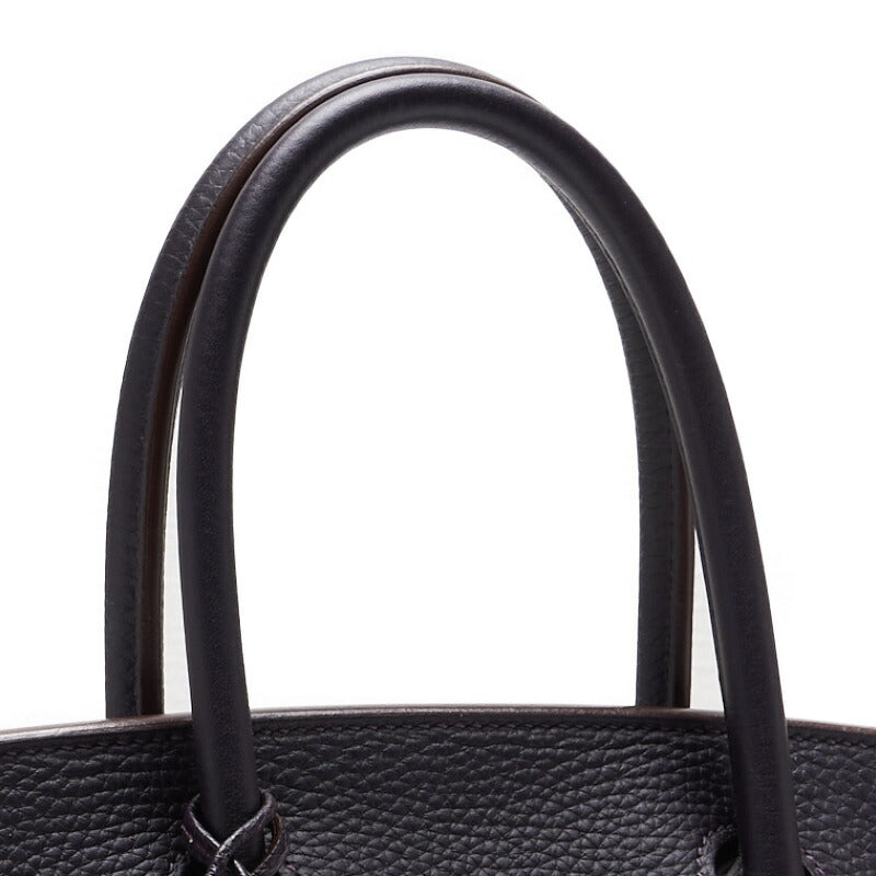 HERMES Birkin 30 Tote Bag Tryon Clemence Raisin Silver-Tone Hardware Pre-Owned - Vintage La Charme