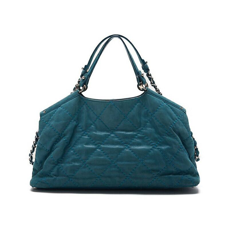 CHANEL Shoulder Bag Matelasse Wild Stitch Coco Mark 2WAY Sparkle Leather Emerald Green Silver-Tone Hardware Pre-Owned - Vintage La Charme
