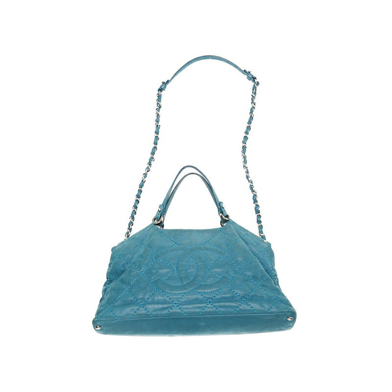 CHANEL Shoulder Bag Matelasse Wild Stitch Coco Mark 2WAY Sparkle Leather Emerald Green Silver-Tone Hardware Pre-Owned - Vintage La Charme