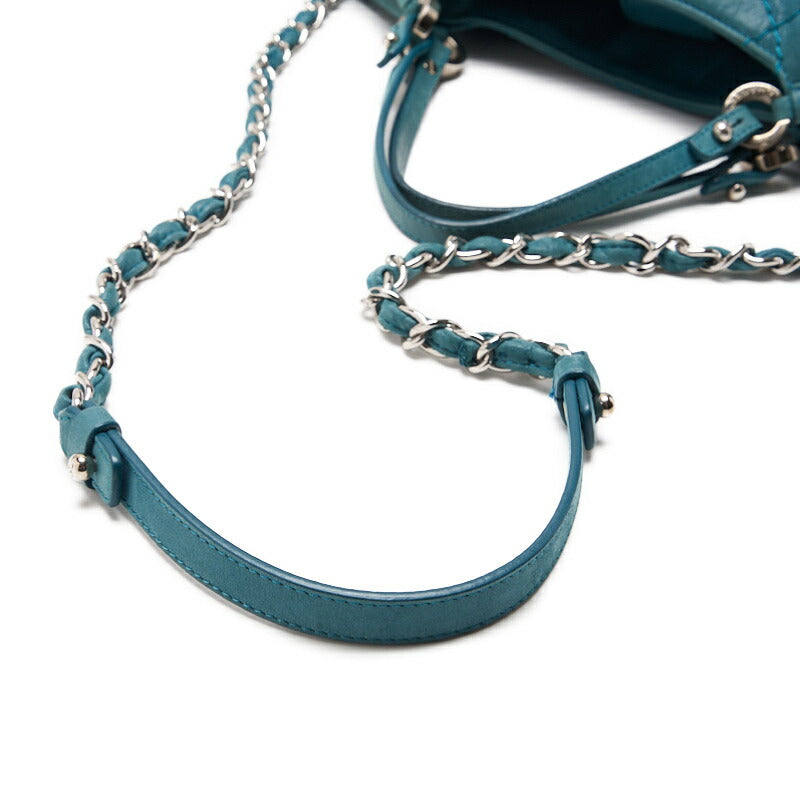 CHANEL Shoulder Bag Matelasse Wild Stitch Coco Mark 2WAY Sparkle Leather Emerald Green Silver-Tone Hardware Pre-Owned - Vintage La Charme