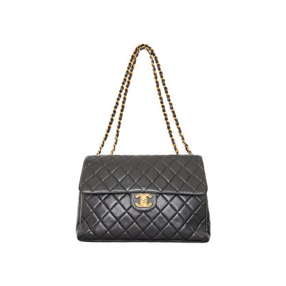 CHANEL Shoulder Bag, Deca Matelasse Turn Lock, Lambskin, Black, Gold-Tone Hardware, Pre-Owned - Vintage La Charme