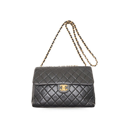CHANEL Shoulder Bag, Deca Matelasse Turn Lock, Lambskin, Black, Gold-Tone Hardware, Pre-Owned - Vintage La Charme
