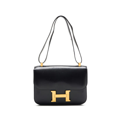 HERMES Constance 23 Shoulder Bag, Mini Shoulder Bag, Box Calf, Black, Gold-Tone Hardware, Pre-Owned - Vintage La Charme