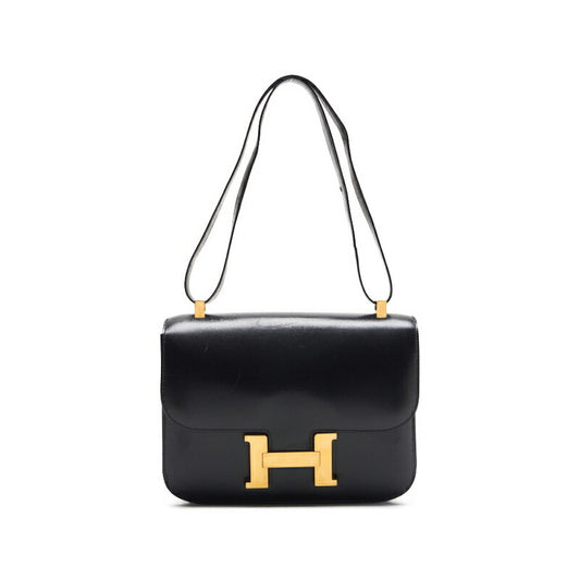 HERMES Constance 23 Shoulder Bag, Mini Shoulder Bag, Box Calf, Black, Gold-Tone Hardware, Pre-Owned - Vintage La Charme