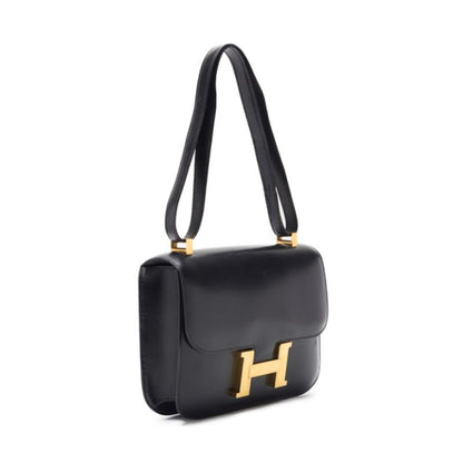 HERMES Constance 23 Shoulder Bag, Mini Shoulder Bag, Box Calf, Black, Gold-Tone Hardware, Pre-Owned - Vintage La Charme