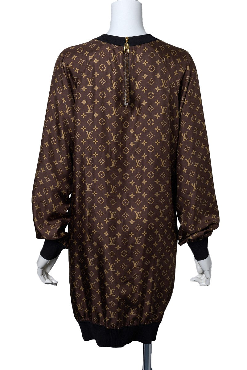 Louis Vuitton Long Sleeve One Piece Top, Monogram, Silk Blend, Brown, Gold-Tone Hardware, Pre-Owned - Vintage La Charme