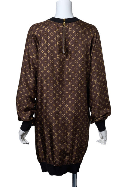Louis Vuitton Long Sleeve One Piece Top, Monogram, Silk Blend, Brown, Gold-Tone Hardware, Pre-Owned - Vintage La Charme