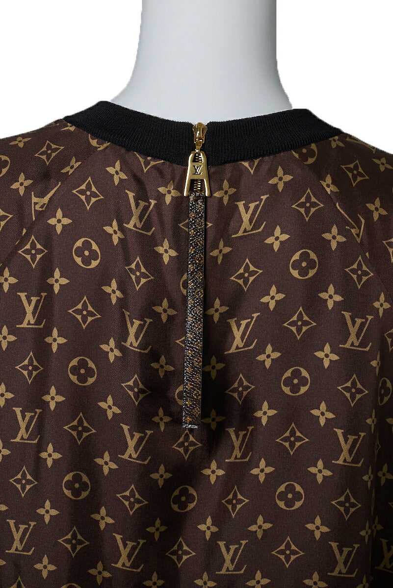 Louis Vuitton Long Sleeve One Piece Top, Monogram, Silk Blend, Brown, Gold-Tone Hardware, Pre-Owned - Vintage La Charme