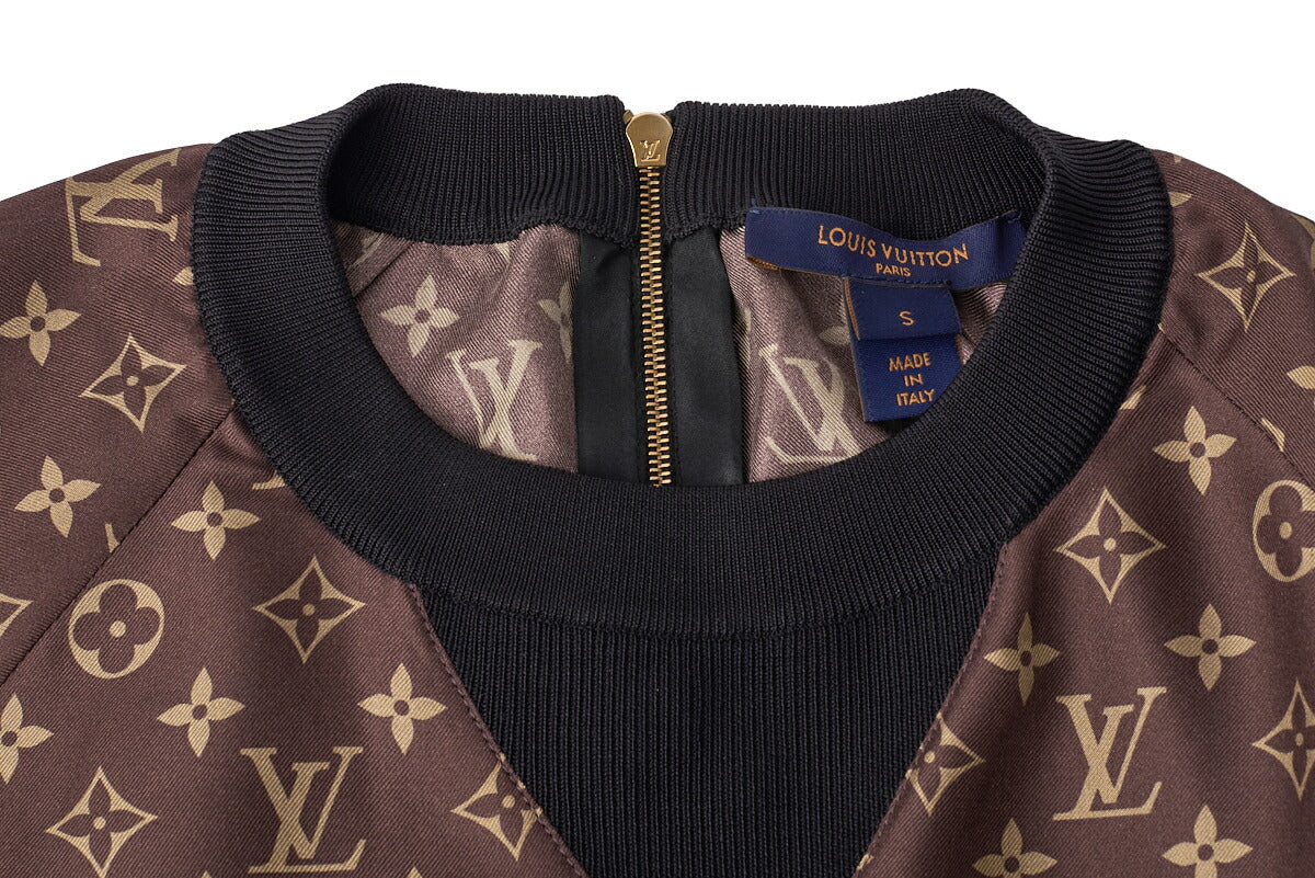 Louis Vuitton Long Sleeve One Piece Top, Monogram, Silk Blend, Brown, Gold-Tone Hardware, Pre-Owned - Vintage La Charme