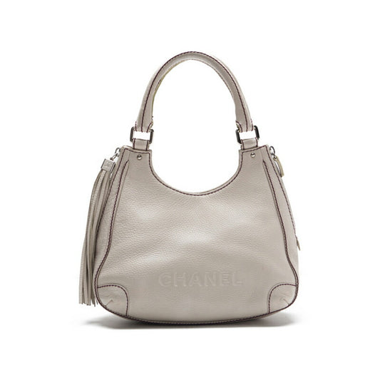CHANEL Shoulder Bag Mini With Fringe, Leather, Ivory, Silver-Tone Hardware, Pre-Owned - Vintage La Charme